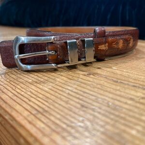 Vintage Leather Belt with Silver Buckle